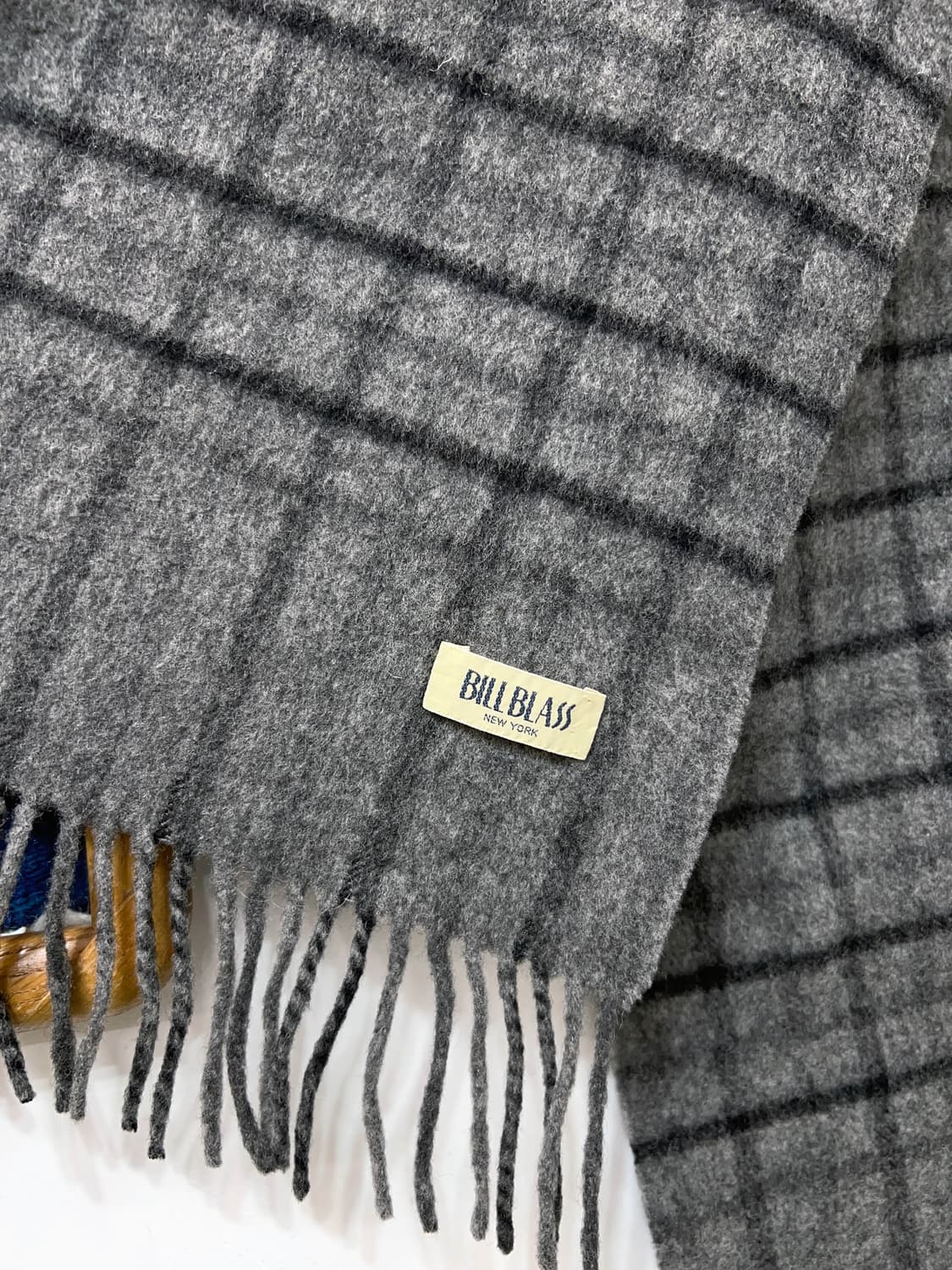 BILL BLASS Checked Wool Scarf 상품이미지4