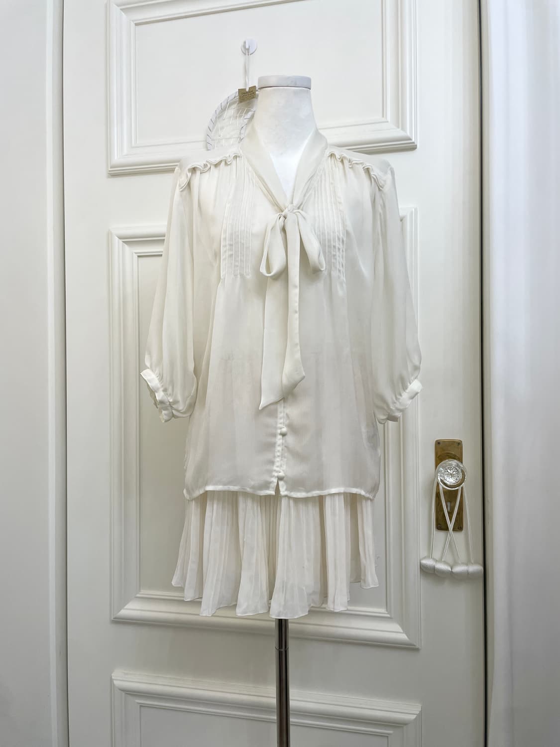 OZOC ivory slim pleats banding mini skir 상품이미지6