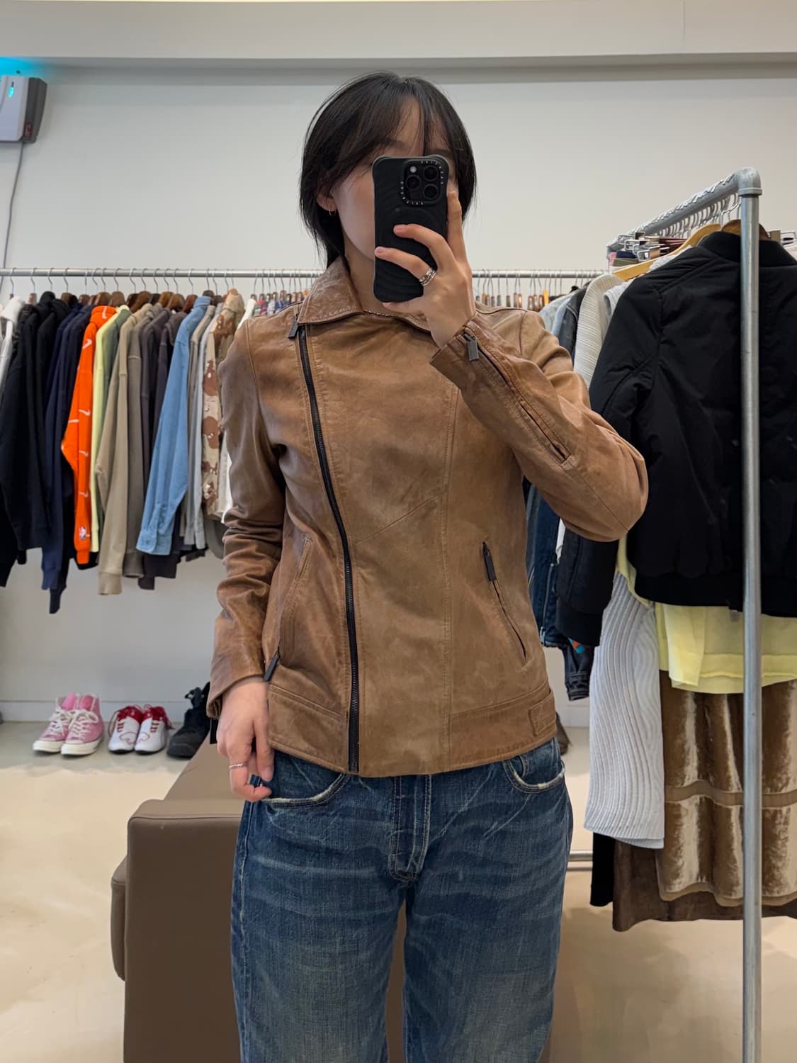 캘빈클라인진스 사선 지퍼 가죽자켓 상품이미지8