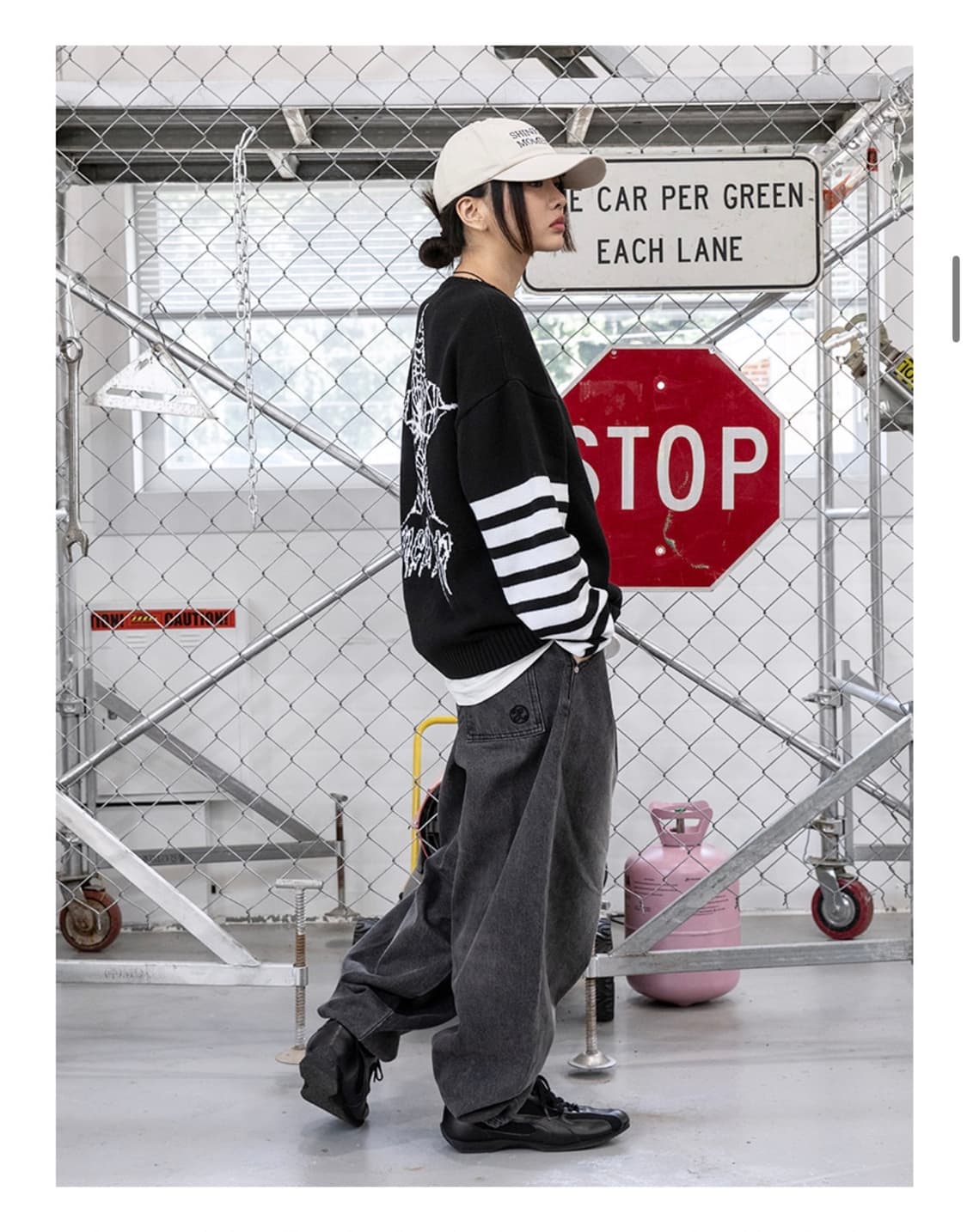 엑스톤즈 빅 와이드 벌룬 데님팬츠 xp172 블랙 S 상품이미지4