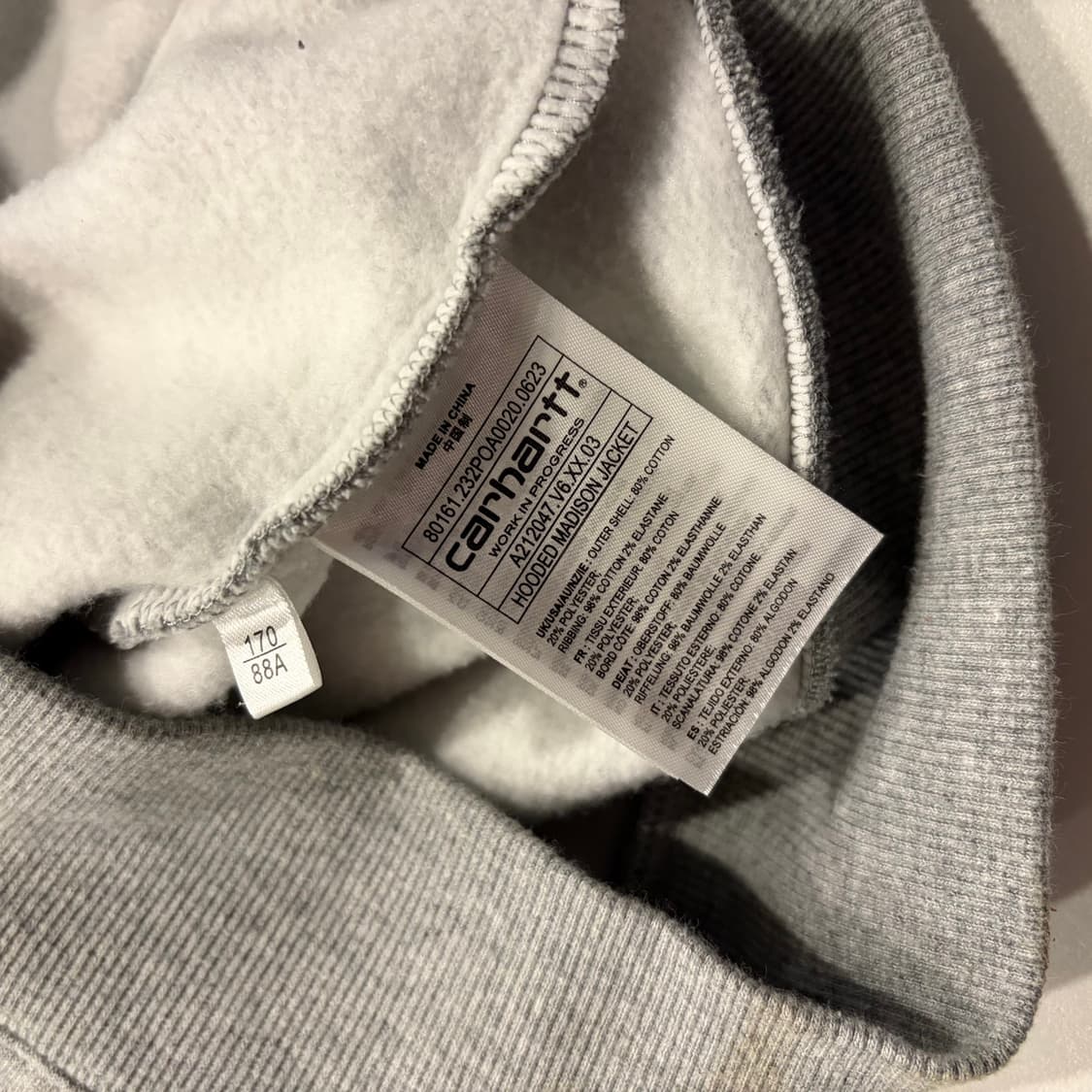 [S] 칼하트 WIP 매디슨 그레이 스웻 후드집업 C868 상품이미지6