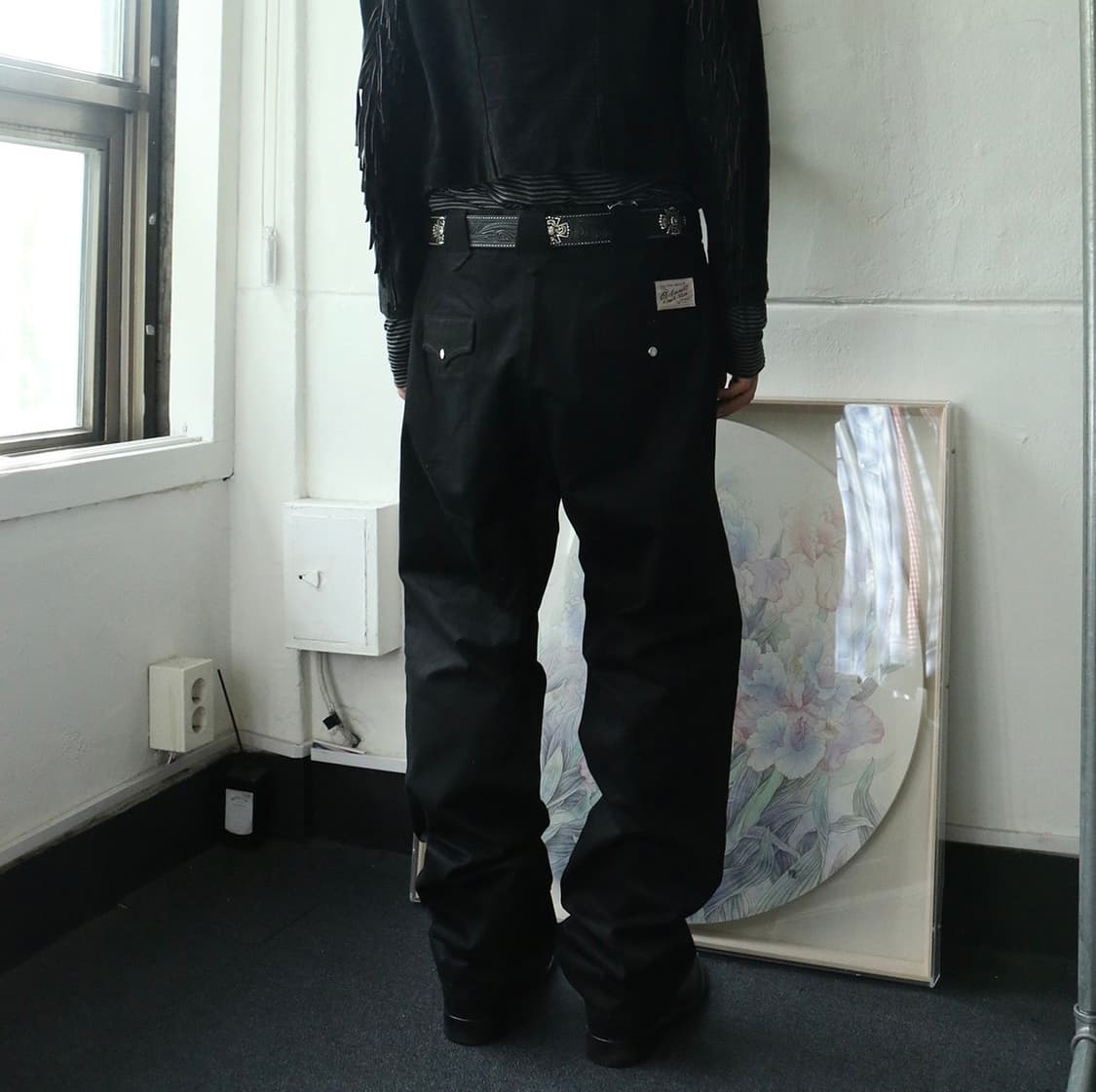 락마운트 랜치웨어 블랙 스트레이트 코튼 팬츠 상품이미지1