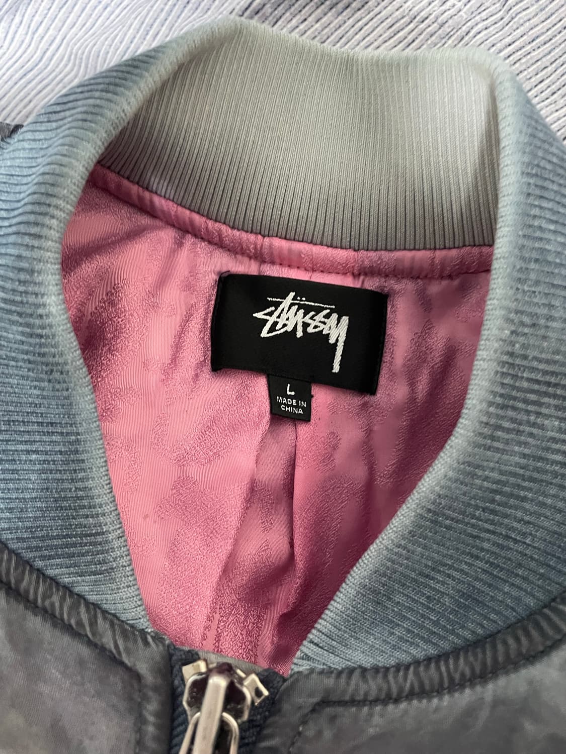 스투시 다이드 나일론 봄버 네이비 L 상품이미지4