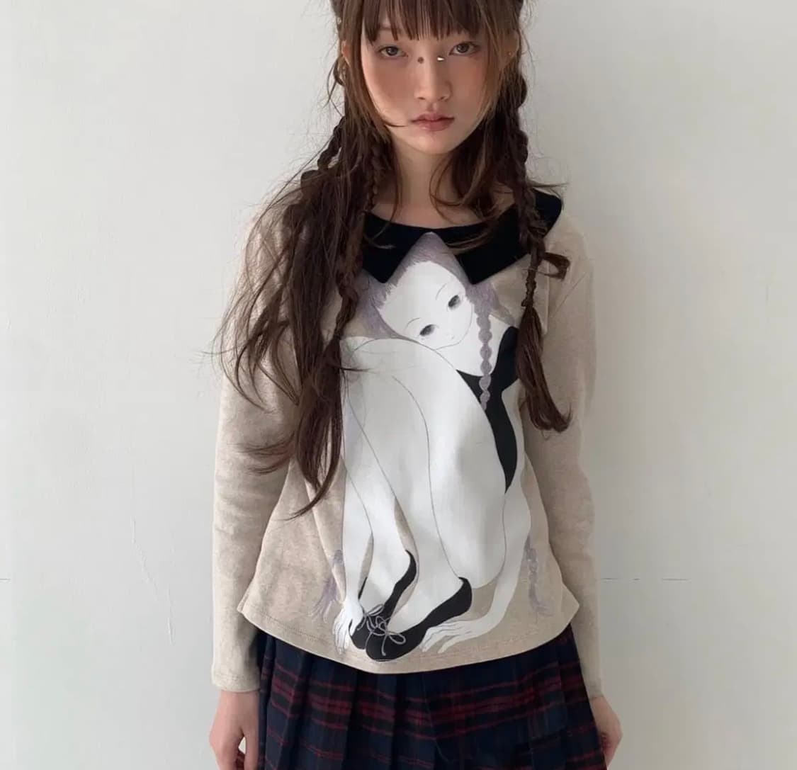 샵페어리 걸 카라 페인팅 셔츠 블랙 상품이미지1