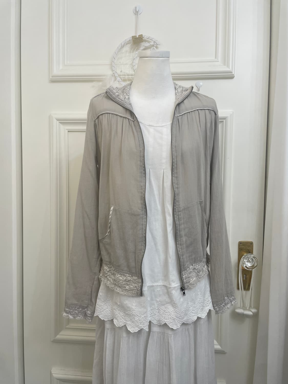 khakigray lace shirring fairy jacket 상품이미지10