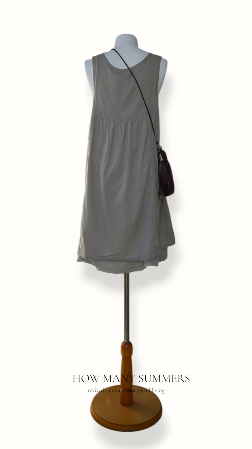 핀턱 레이스 나시 원피스 베이지 면 튜닉 상품이미지3