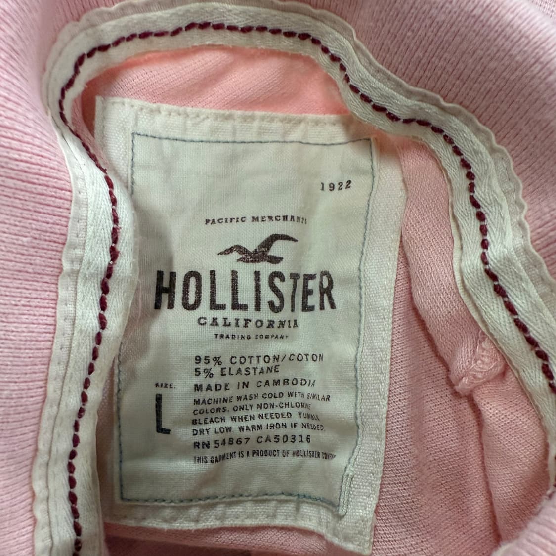 홀리스터 딸기우유 핑크 카라 반팔 티 상품이미지4