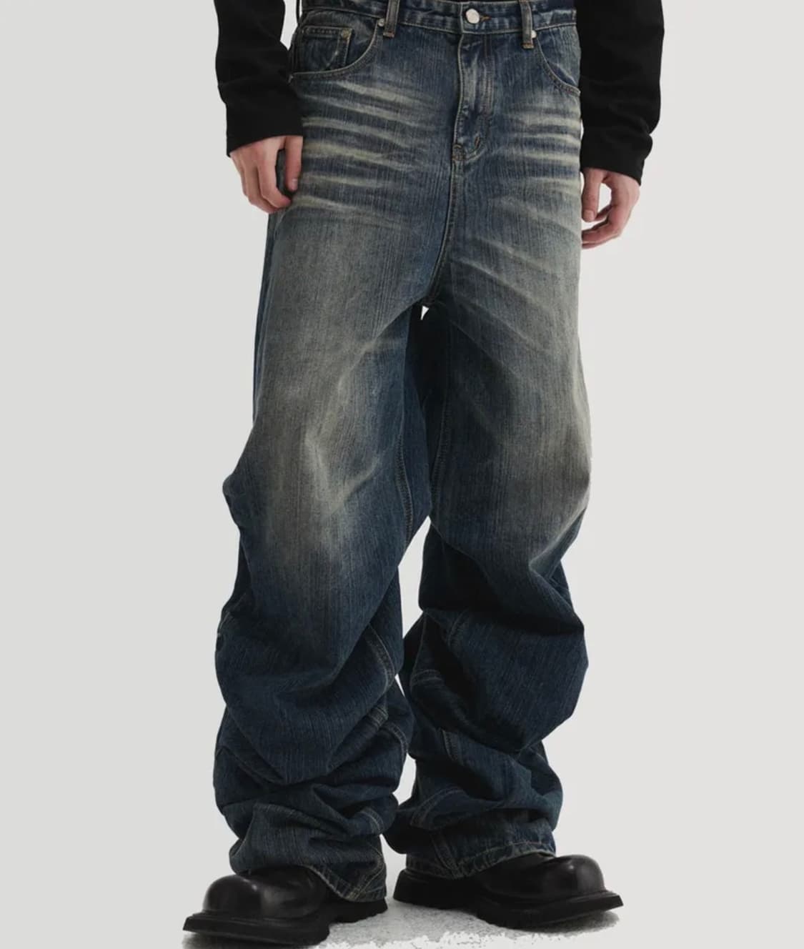 DNSR 오버랩 데님팬츠 블루 XL 상품이미지1