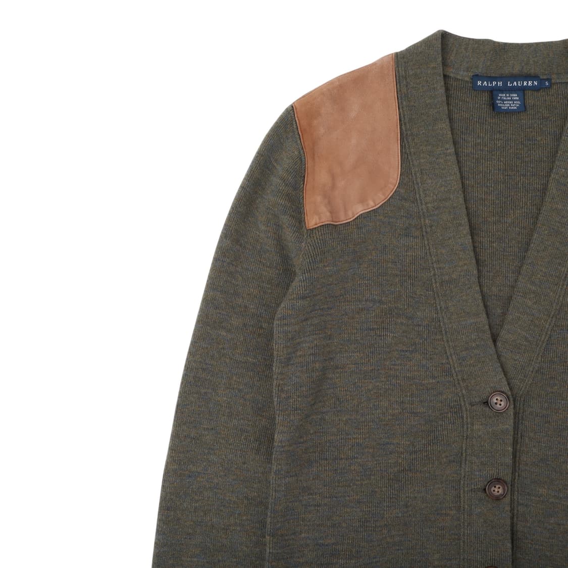 랄프로렌 카키 숄더 스웨이드패치 울 가디건 상품이미지3