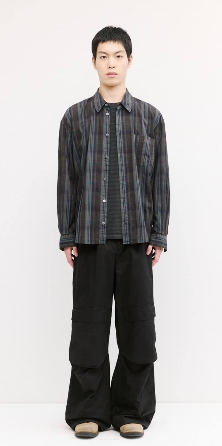 해칭룸 클래식 셔츠 멀티스트라이프 다이드 차콜 3(M) 상품이미지4