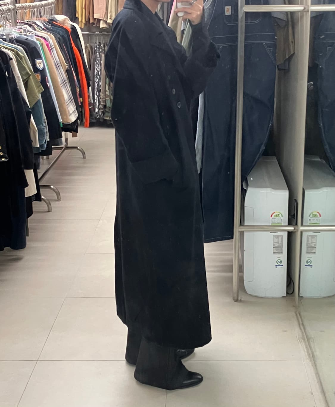 Y’s 요지야마모토 블랙 더블 브레스트 롱코트 상품이미지7