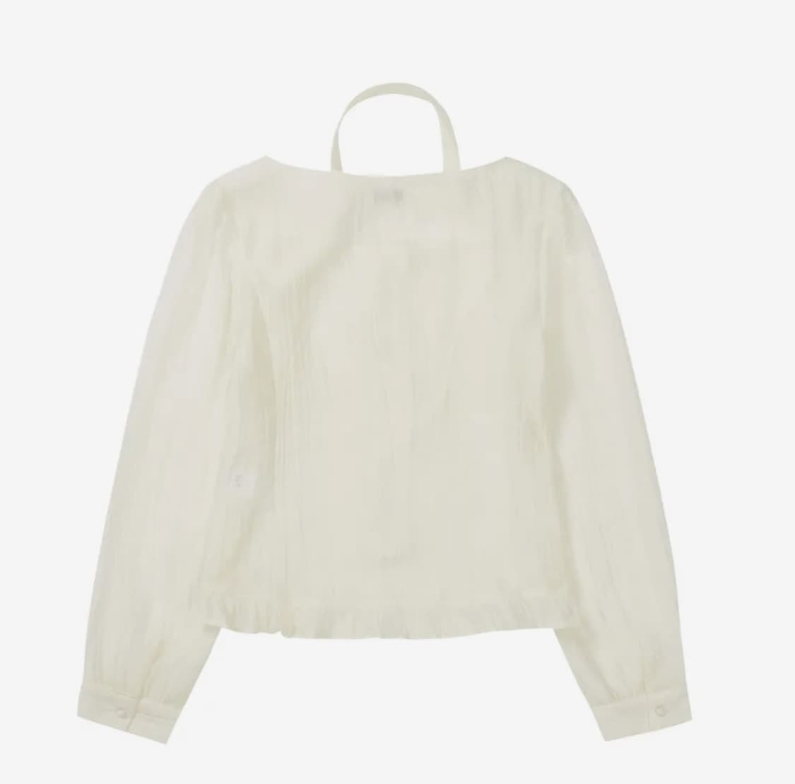 일리고 리본 타이 롱 블라우스 크림 상품이미지4