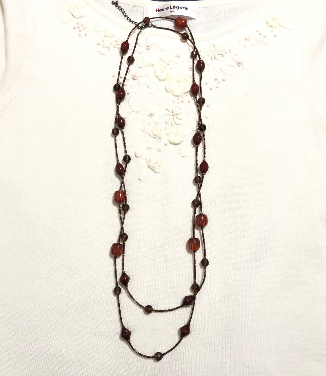 빈티지 브라운 레드 비즈 롱목걸이 체인벨트 긱시크 오리엔탈 모리걸 페어리 상품이미지1