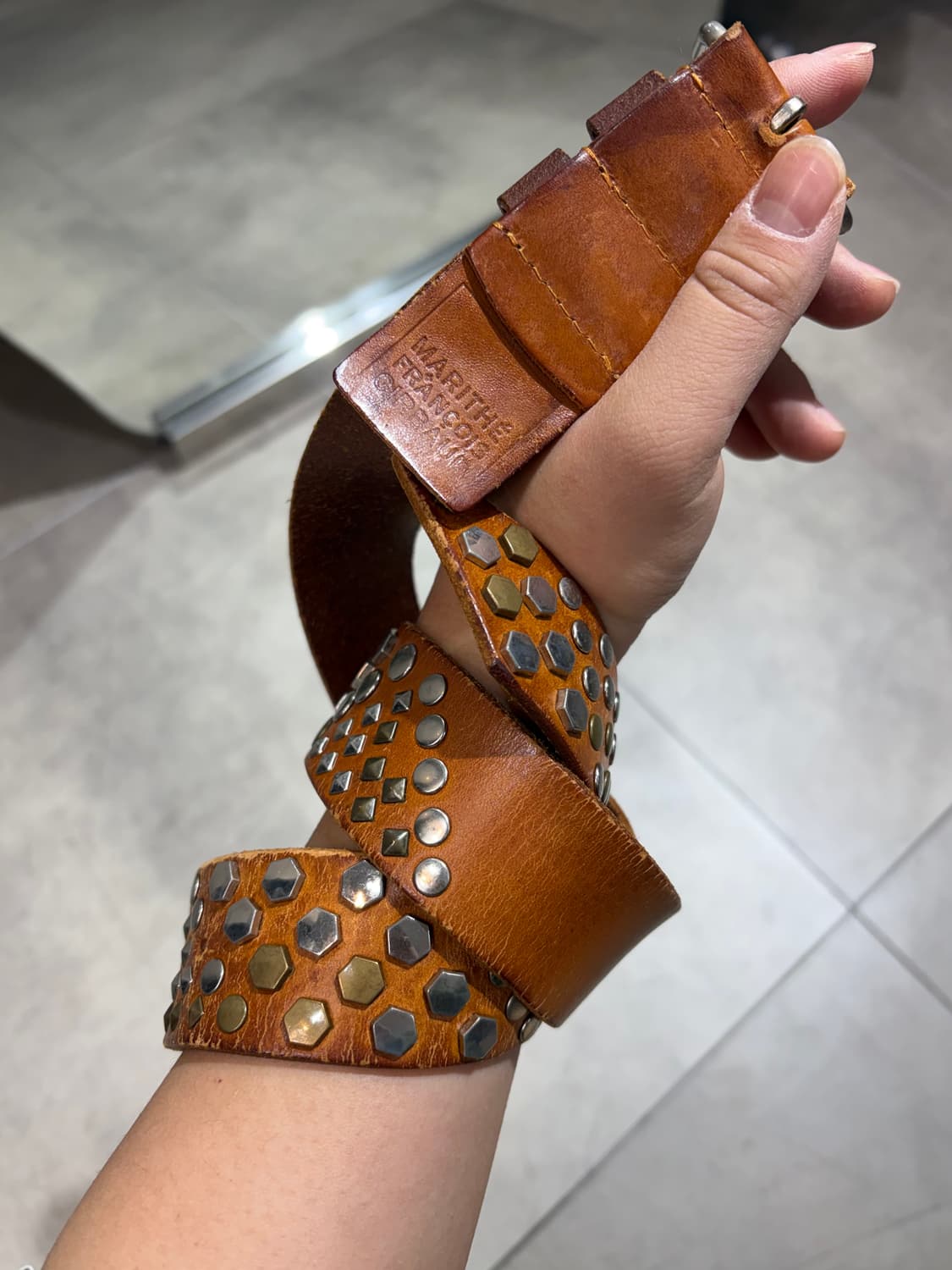 00s 마리떼 프랑소와 저버 스터드 소가죽 레더 벨트 상품이미지1