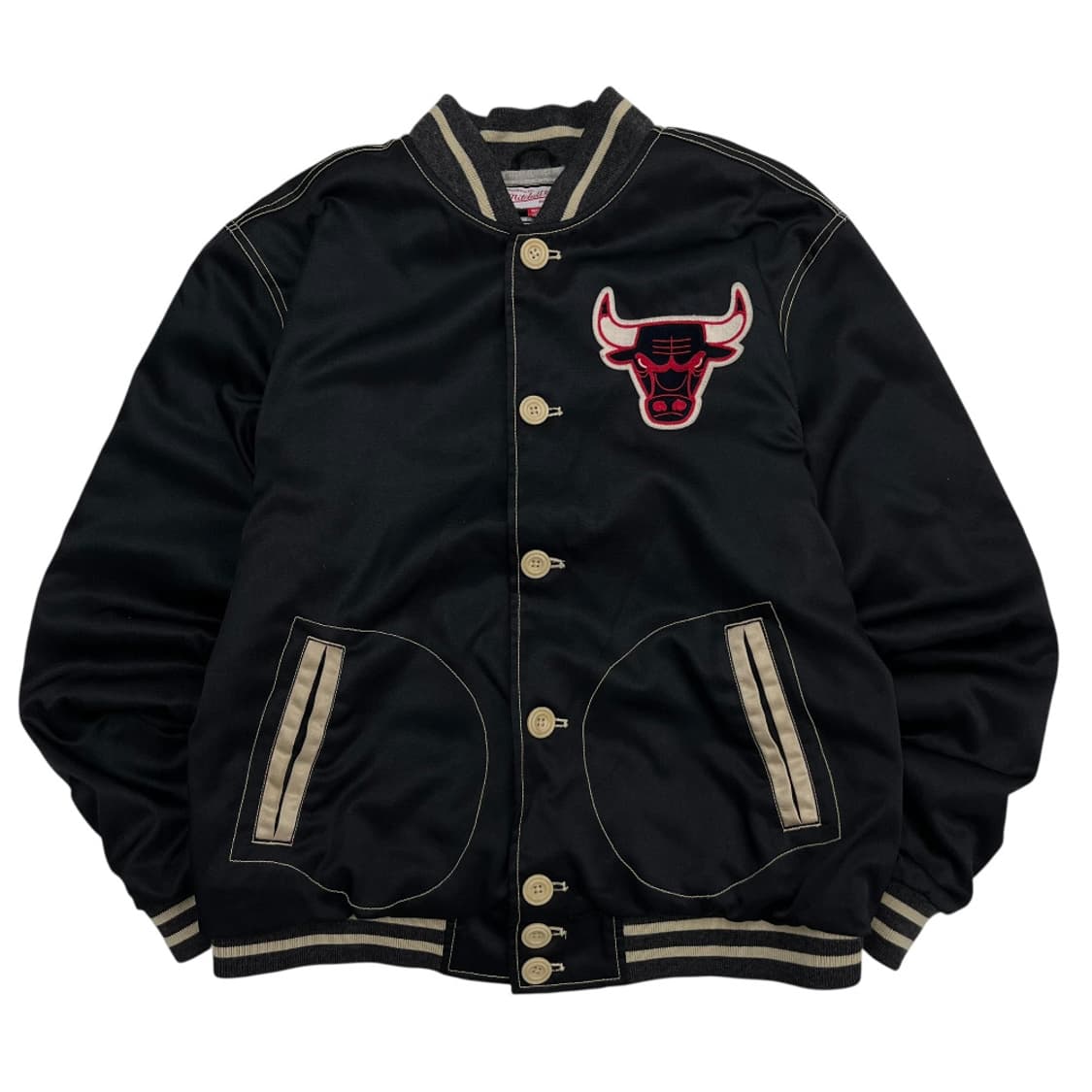 미첼앤 네스 90s 빈티지 불스로고 차콜 바시티 자켓 L 상품이미지2