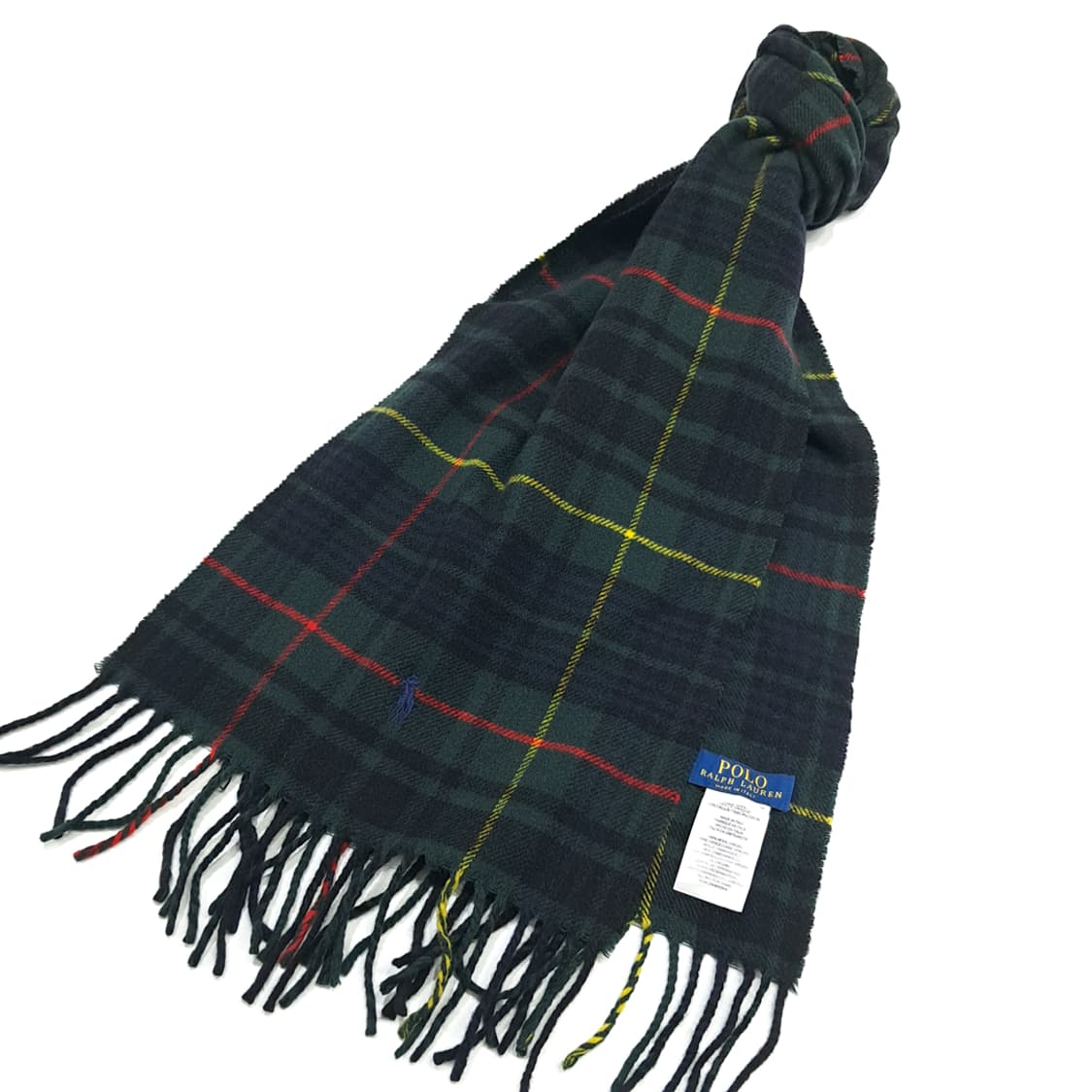 MX307 폴로 랄프로렌 블랙워치 타탄체크 버진울 목도리 머플러 상품이미지3