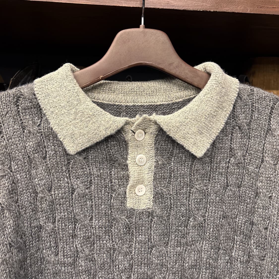 빈티지 보카시 듀얼카라 케이블 니트 스웨터 N161 상품이미지5