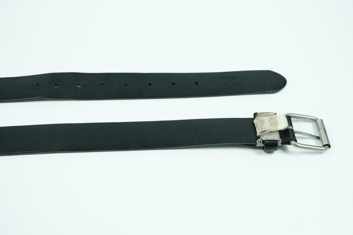 빈티지 미니멀 실버 스퀘어 버클 블랙 레더 벨트 상품이미지6