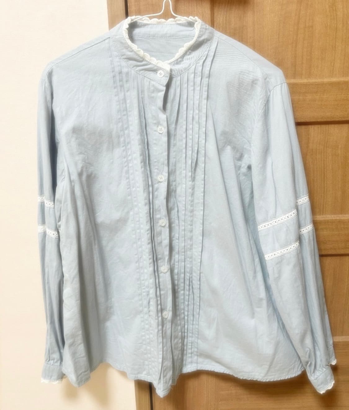 ☁️ 맑은 하늘을 닮은, 일본 수입 레이스 핀턱 모리걸 셔츠 상품이미지1