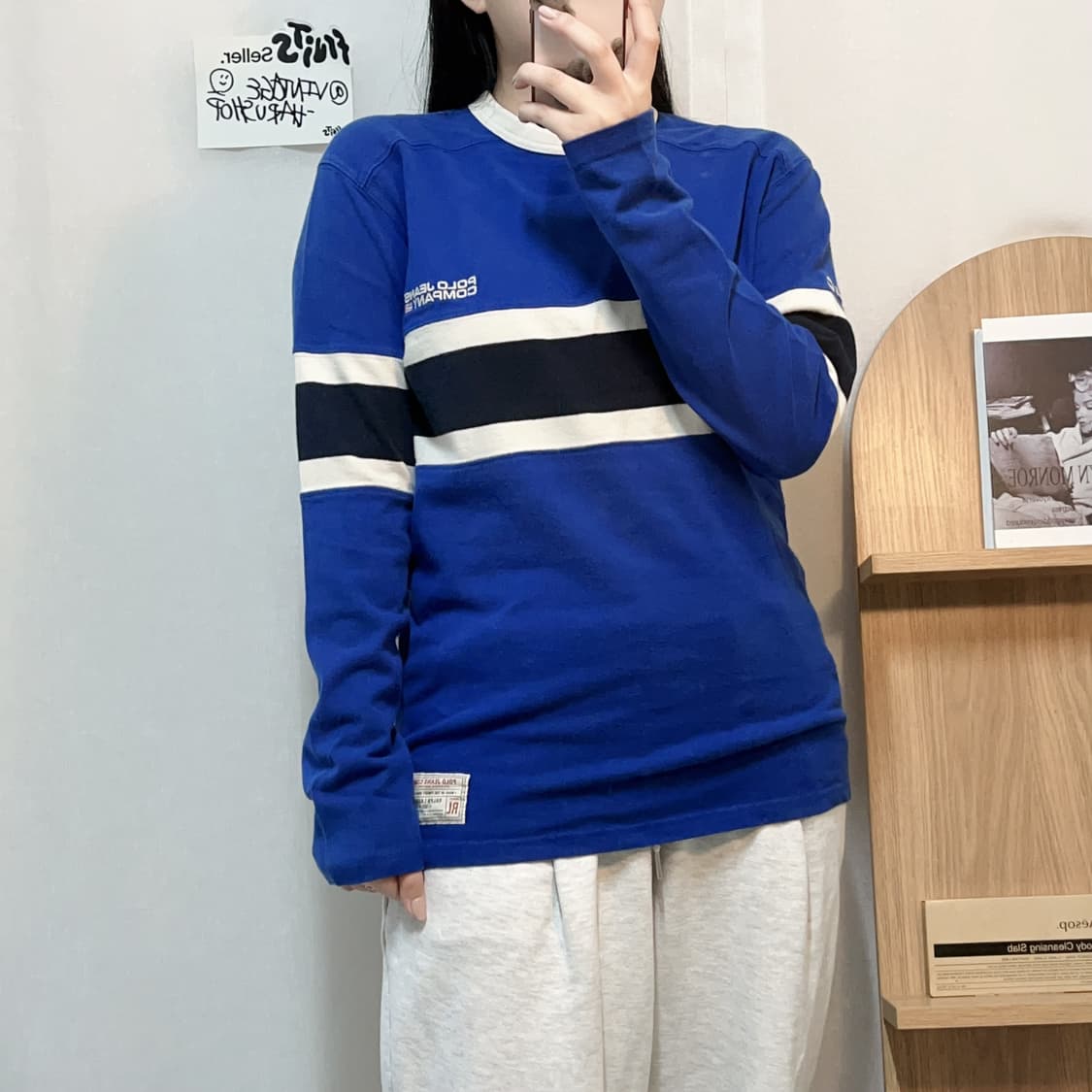 [정품] 폴로진컴퍼니 블루 단가라 긴팔티 [ S ] 상품이미지2