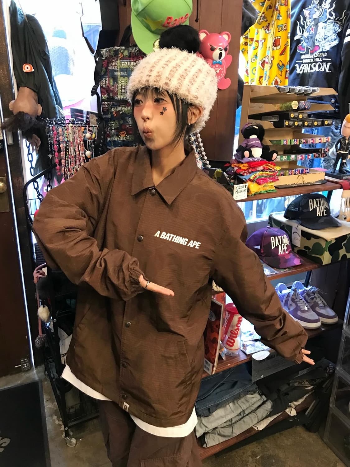 Bape Brown Pattern Coach Jacket  상품이미지1