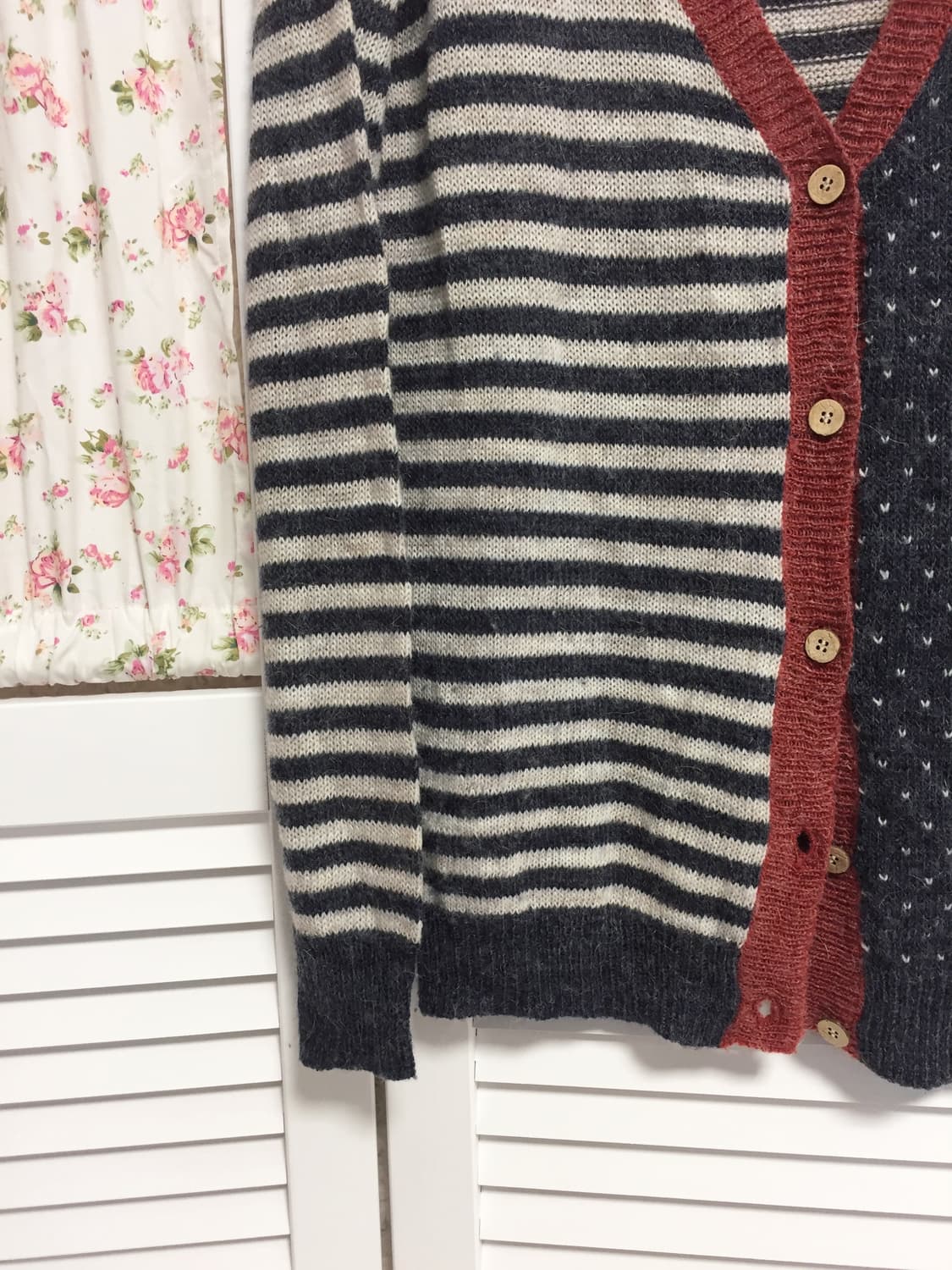 빈티지 스트라이프 하트 가디건 상품이미지3