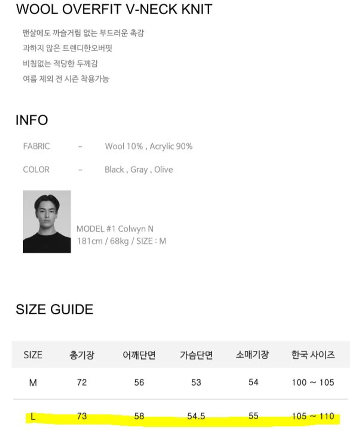 새제품 1+1) 데꼬로소 울 오버핏 니트 블랙 상품이미지3