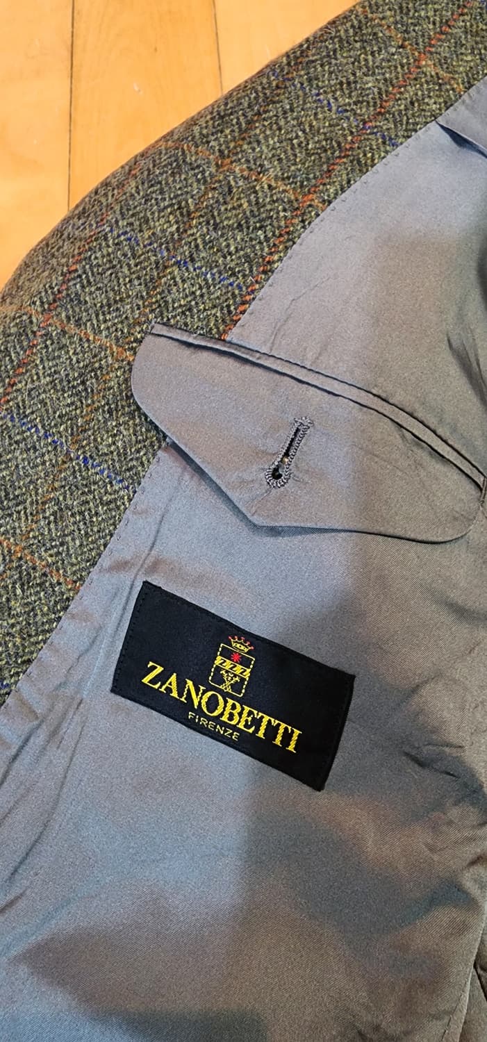 올리브그린 체크 헤링본 모직자켓 L~슬림XL 상품이미지8