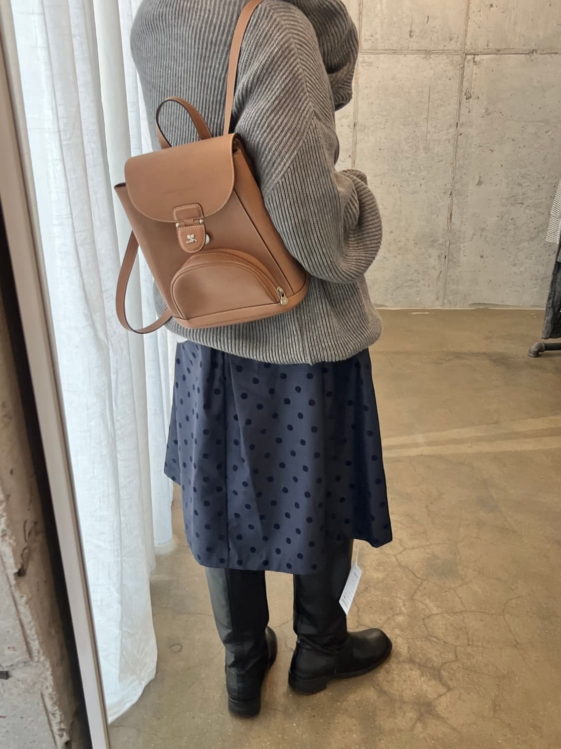 벨벳 도트 스커트 네이비 상품이미지4