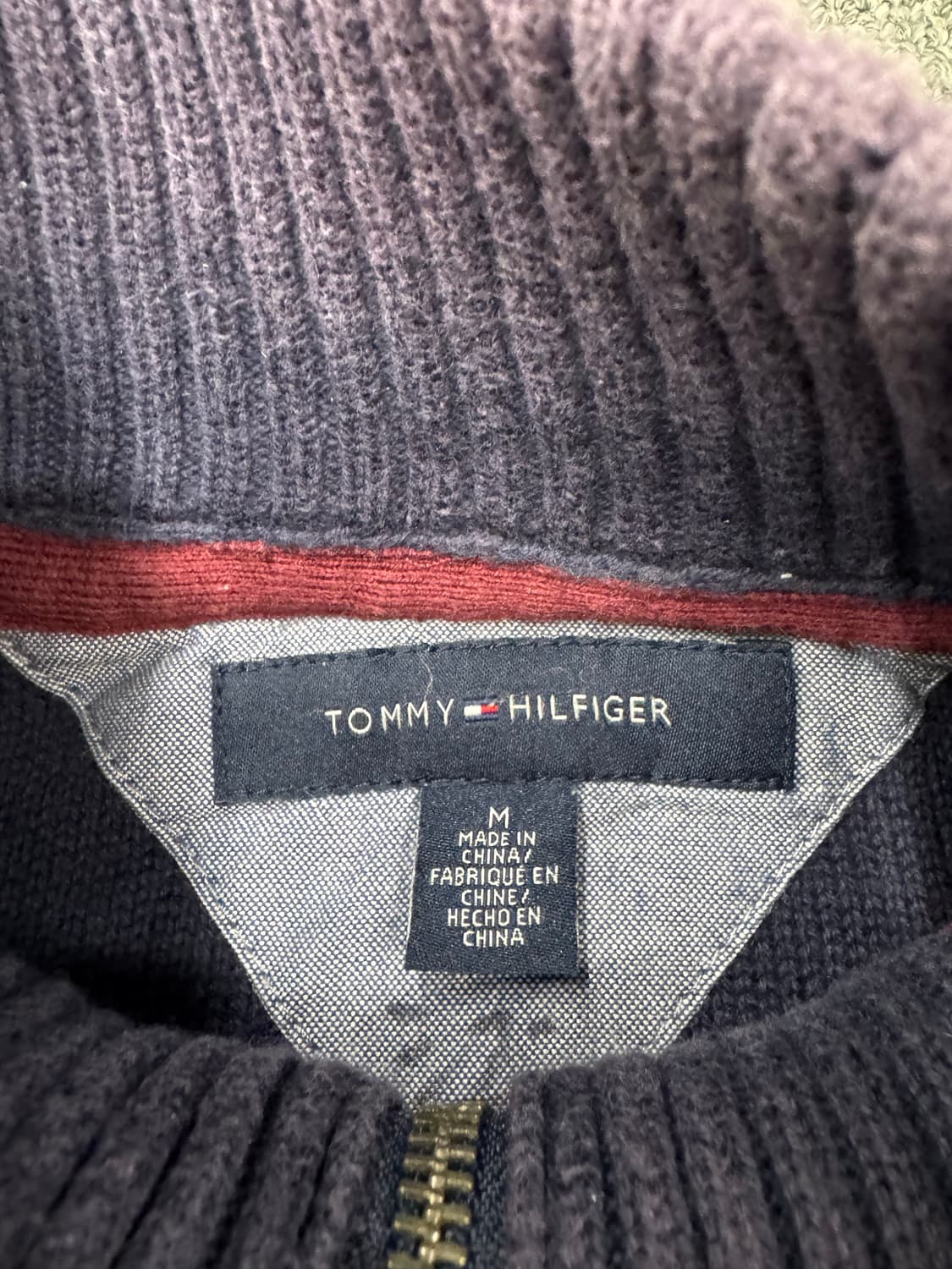 M)타미 힐피거 빈티지 네이비 스트라이프 니트집업 상품이미지4