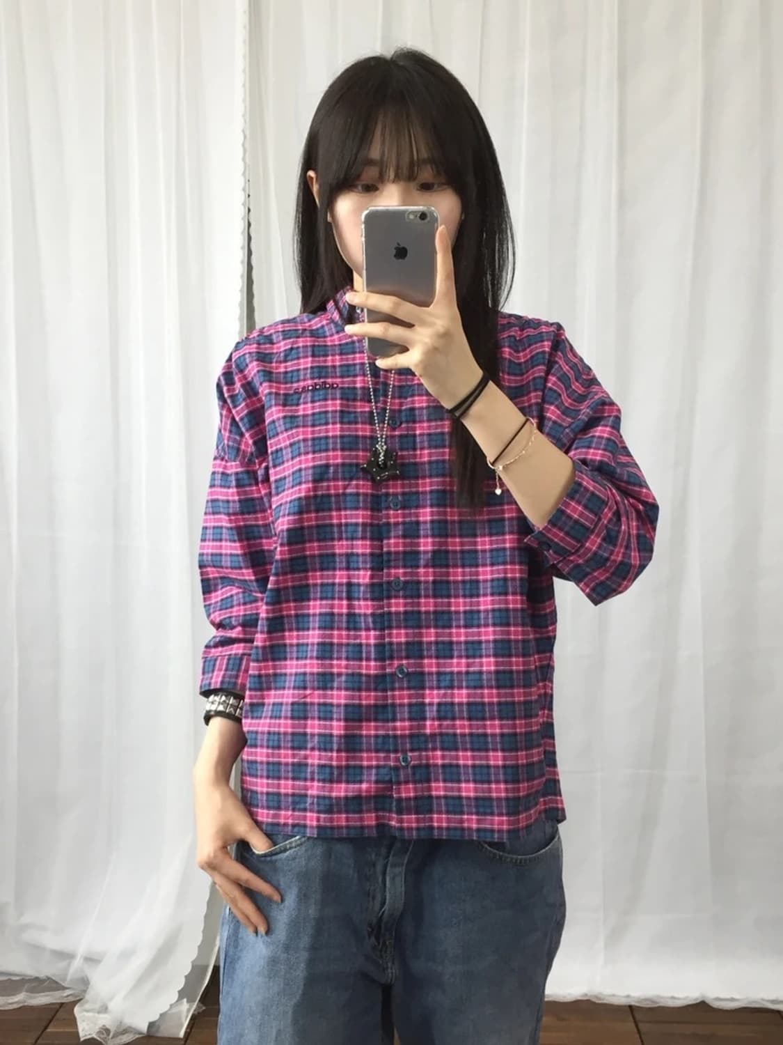 Adidas Neo Pink Check Shirt 상품이미지1