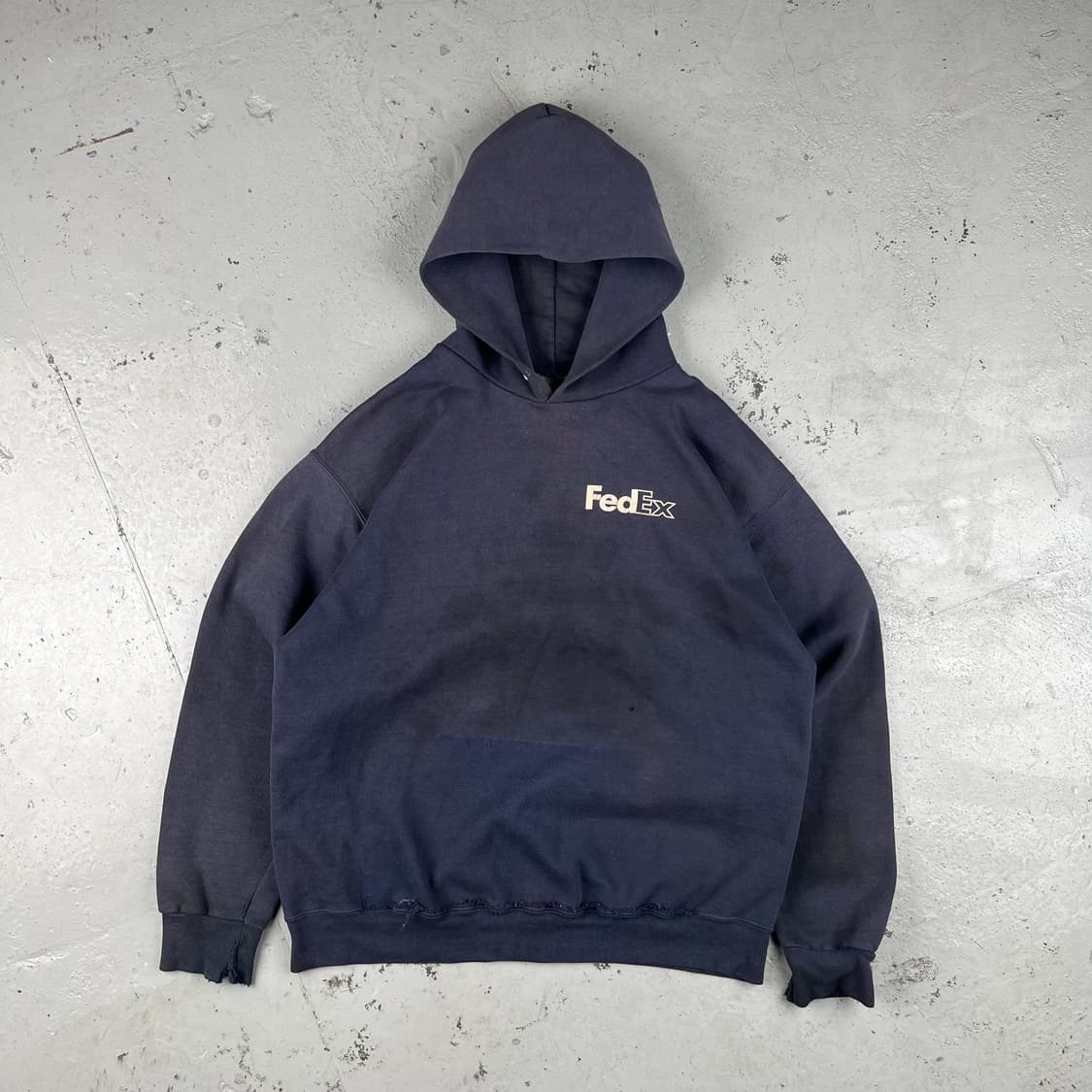 빈티지 FedEx Thrashed Ghost Pocket 후드 네이비 상품이미지2