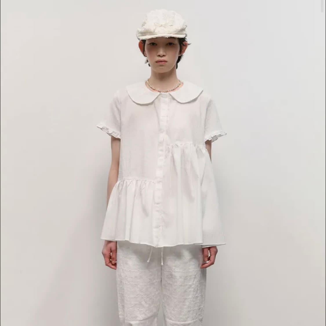 타입서비스 Textured Collar Top [White] 상품이미지2