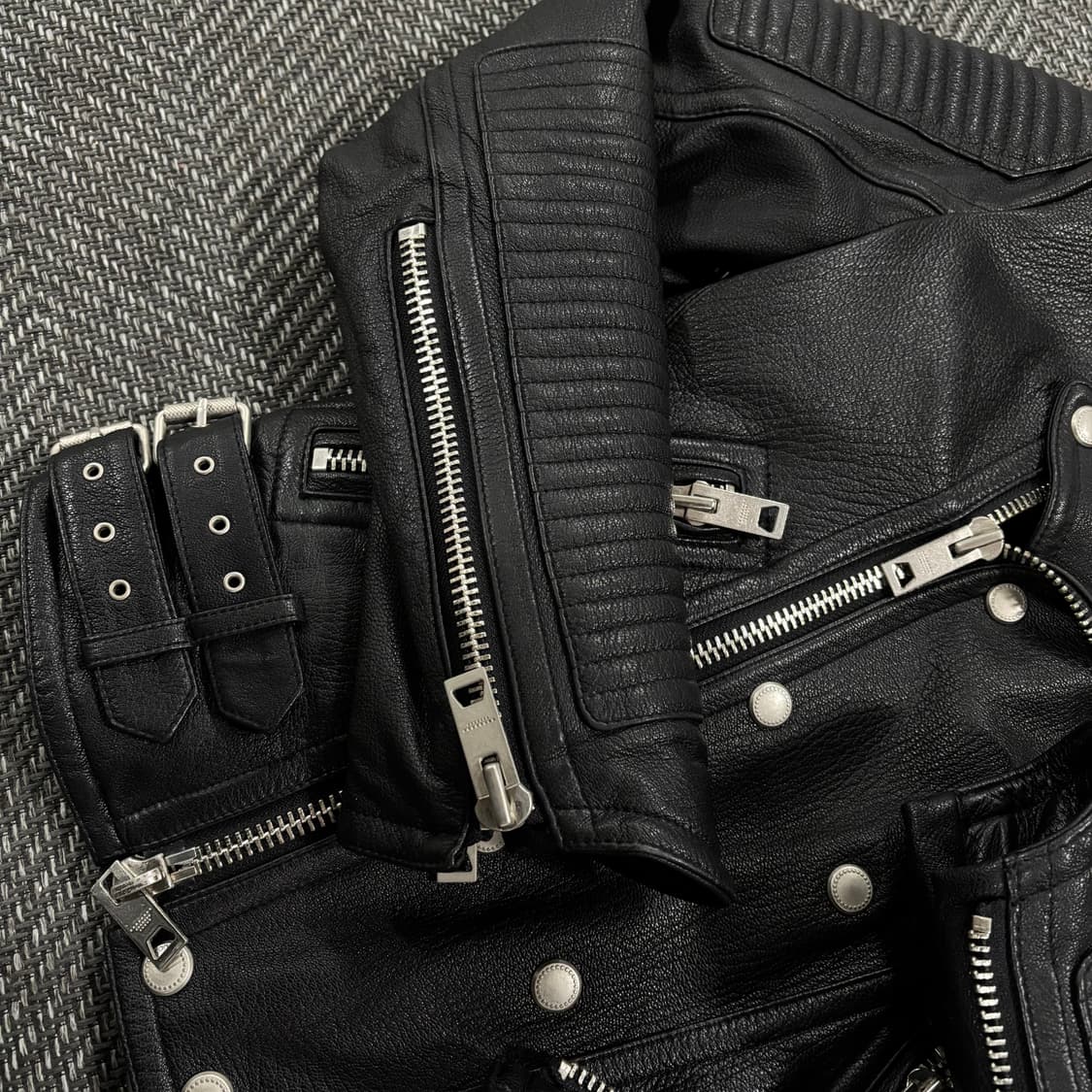 Quilting Lamb skin biker jacket 상품이미지3