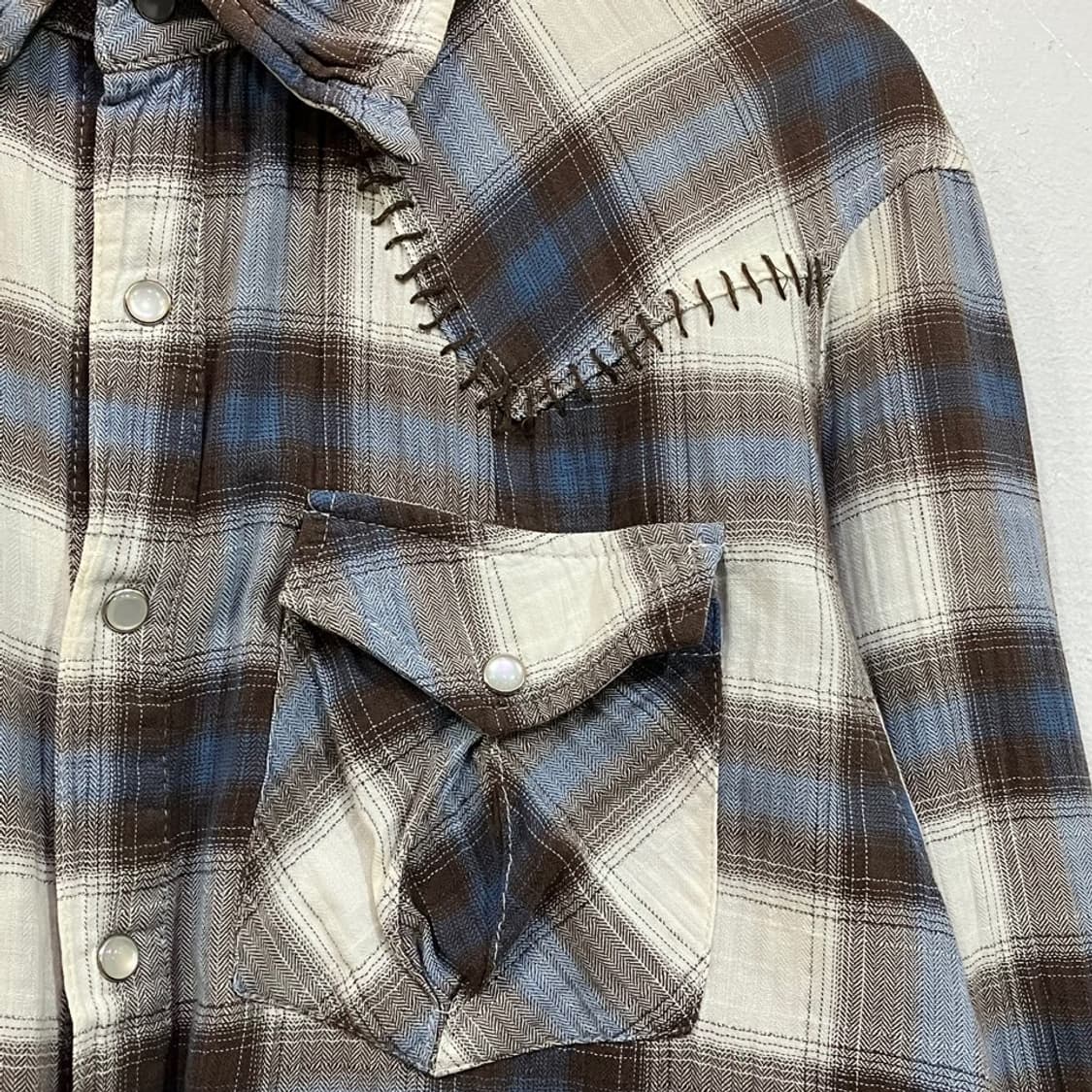 빈티지 패치워크 체크 셔츠 상품이미지5