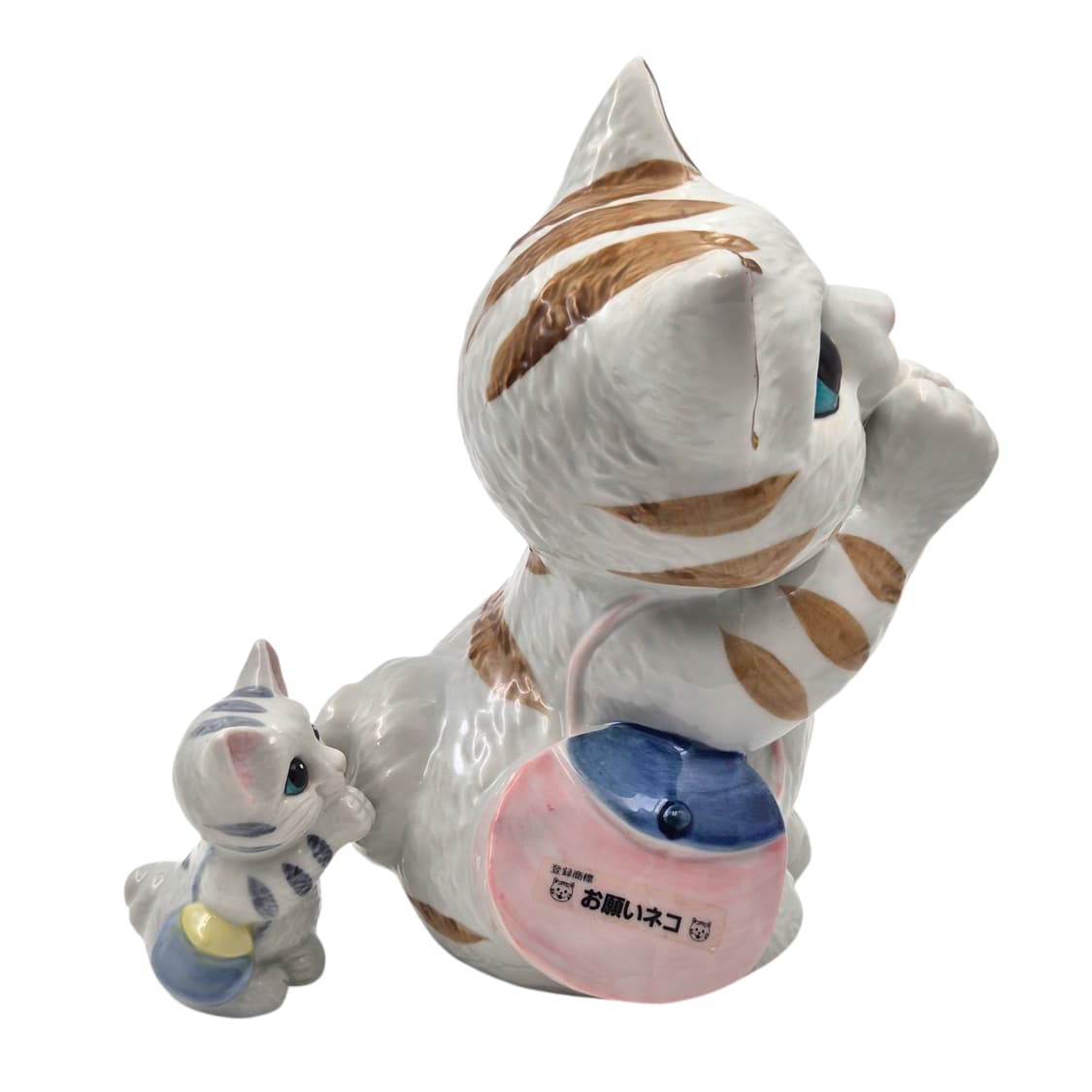 80s 미노야키 포셀린 기도 고양이 빅 피겨린 세트 상품이미지2