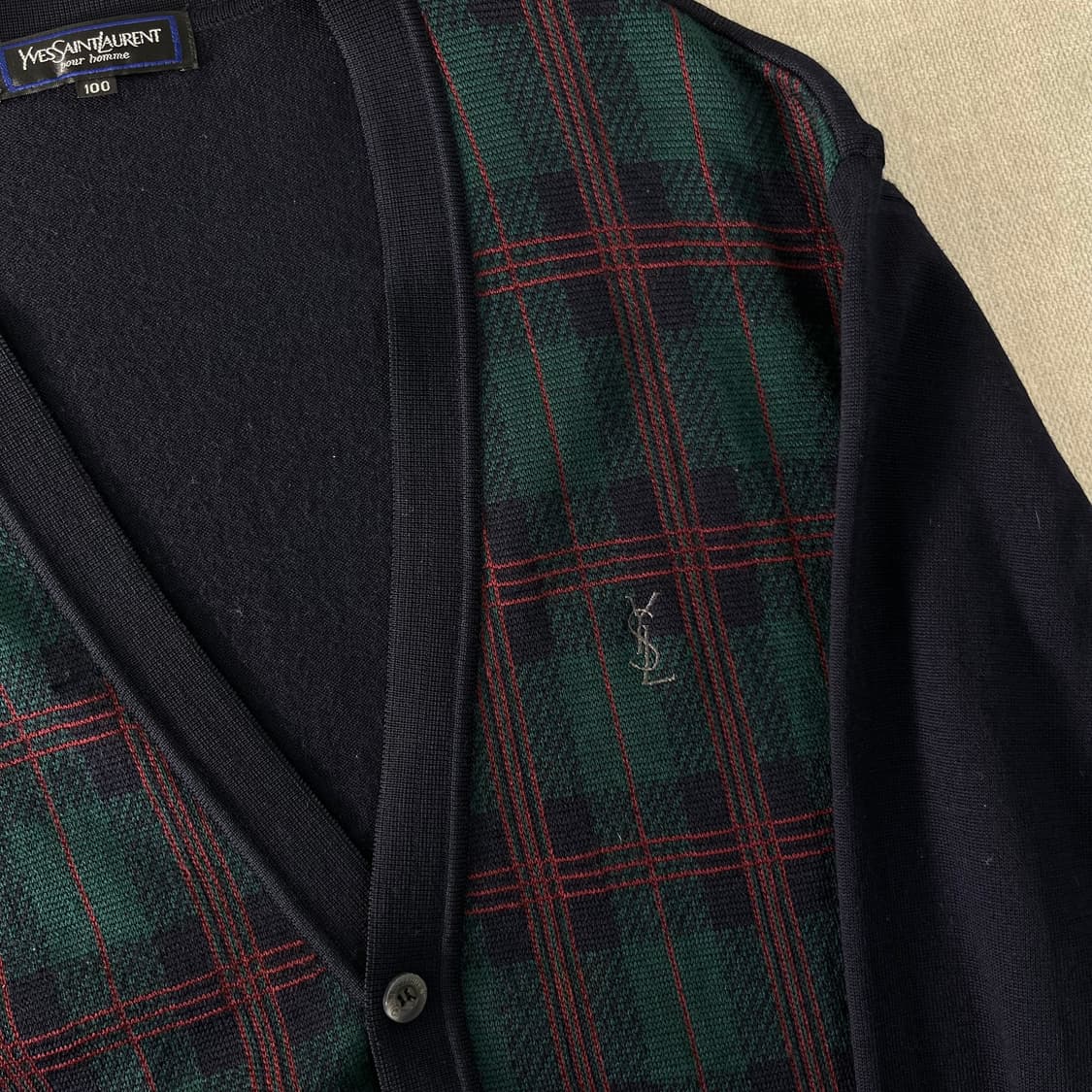 100 입생로랑 93s 아카이브 체크 가디건 상품이미지2