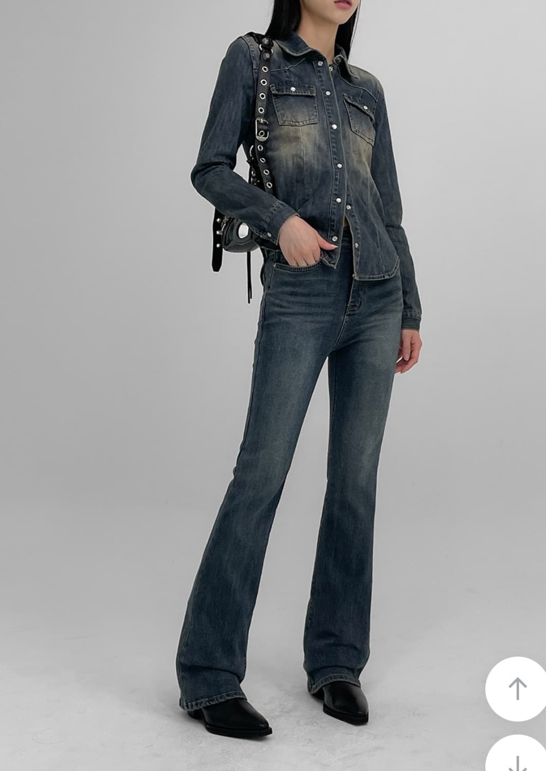 블랙업 롱슬림 부츠컷017 블루 long s 상품이미지3