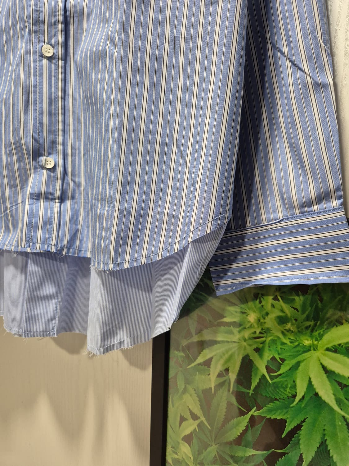 (세일)(새상품)우알롱 스트라이프 레이어드셔츠 블루 상품이미지5