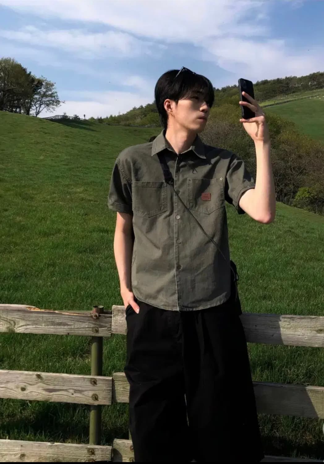 마일드마켓 메인 라벨 워크 반팔 셔츠 상품이미지2