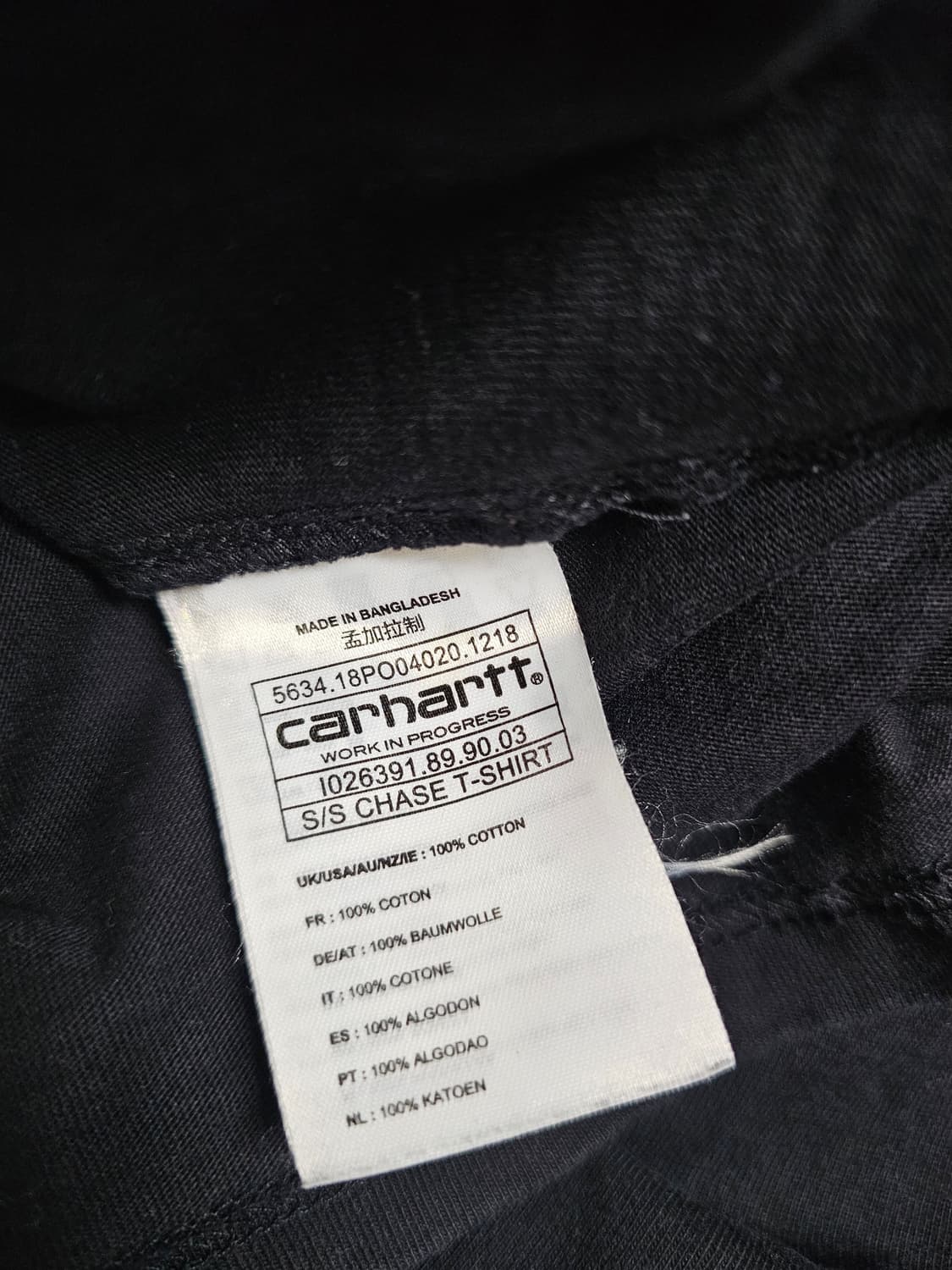 [XL] 칼하트 WIP S/S 체이스 로고 반팔 티셔츠 (블랙) 상품이미지5