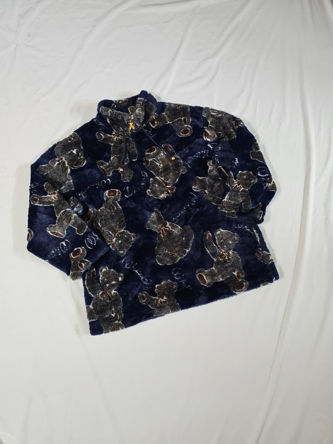 WHITE ITARIYARD 일본 빈티지 애니멀 패턴 테디베어 퍼 플리스 상품이미지1