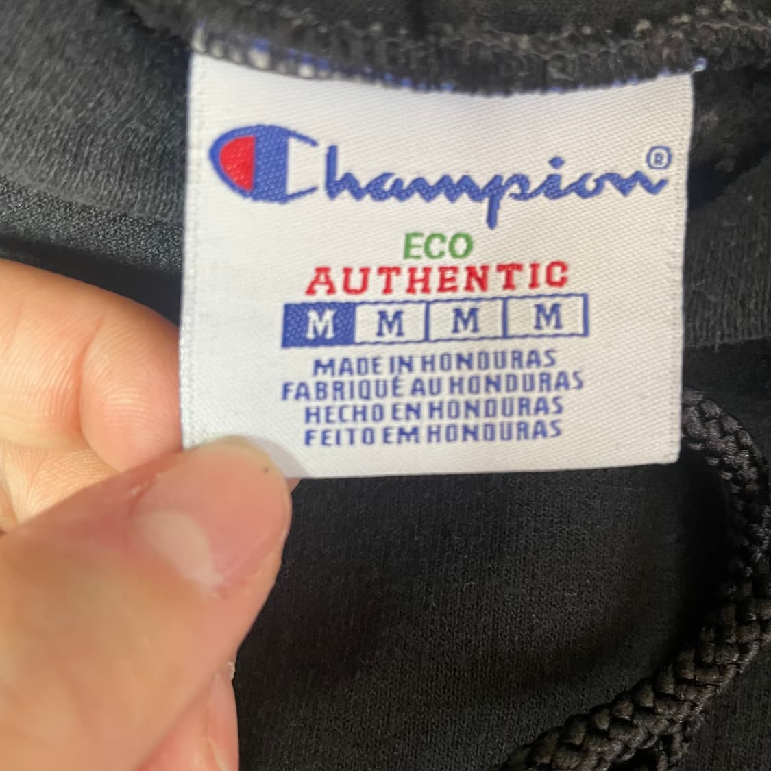 챔피온 에코 어센틱 블랙 코튼 혼방 후드티 M 상품이미지5