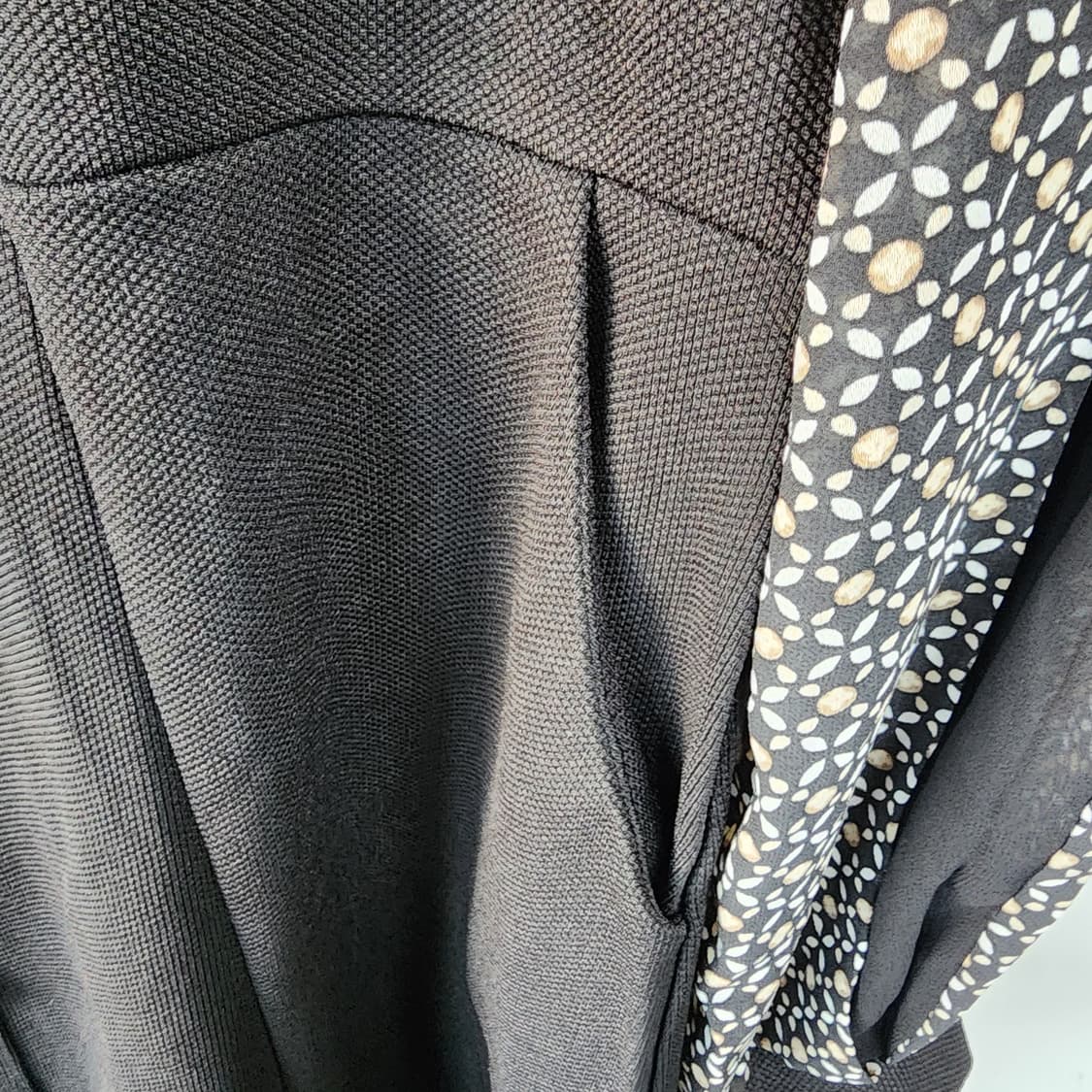 쉬폰 배색 리본레이어드 블랙 원피스 상품이미지6