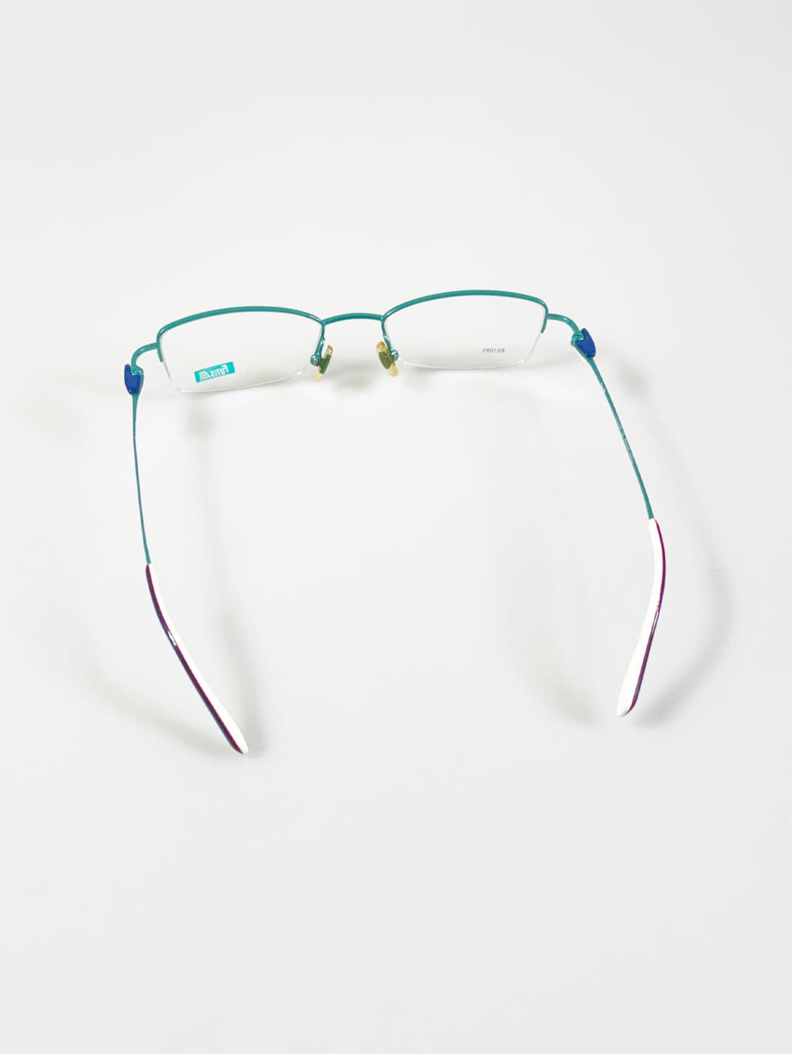 90s FUTIS 터콰이즈 반무테 스퀘어 메탈 빈티지 안경 상품이미지5