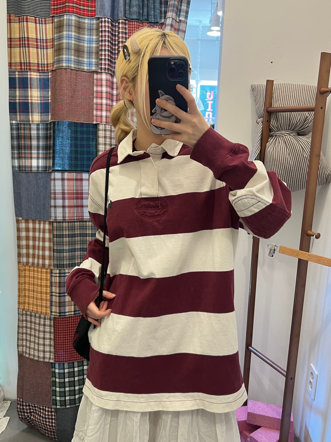 폴로 버건디 스트라이프 카라티 상품이미지4