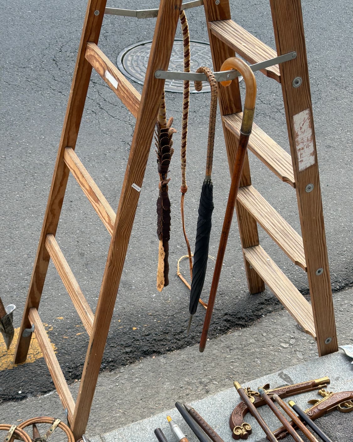 빈티지 소품 6ft 미국 나무 사다리 상품이미지4