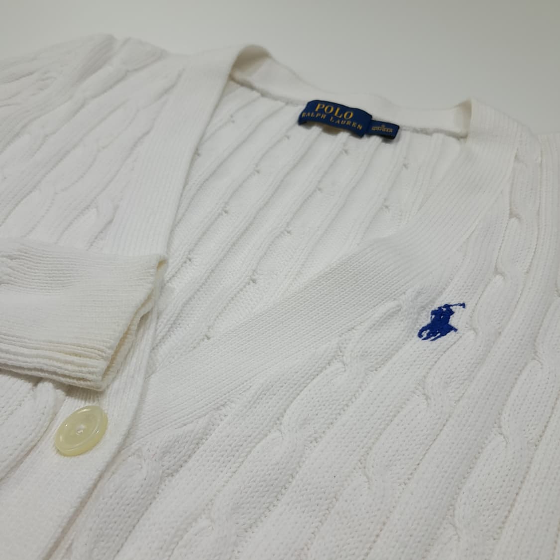 CL863 S 폴로 코튼 케이블 브이넥 화이트 니트 가디건 상품이미지7