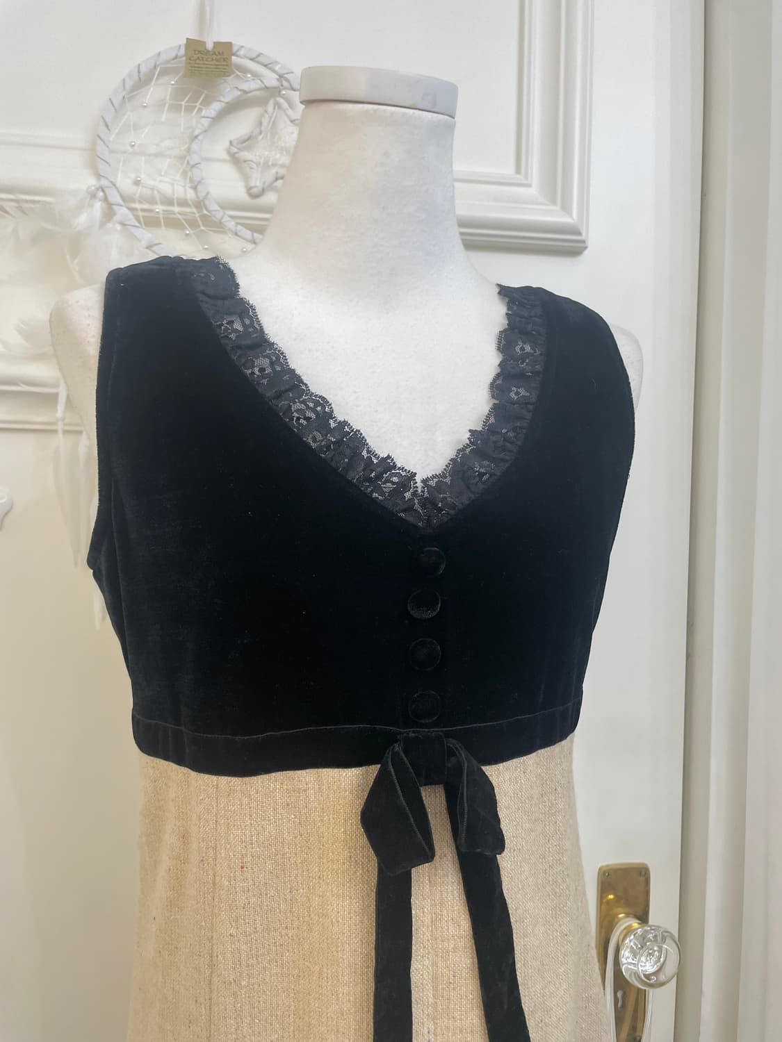 black velvet lace beige tweed bow point 상품이미지6