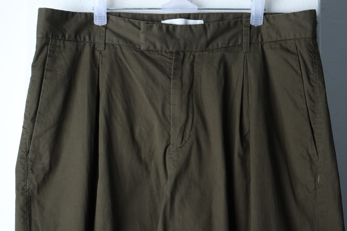 (XL-2XL) 비슬로우 면바지 팬츠 투턱 카키 아메카지-P10066 상품이미지3